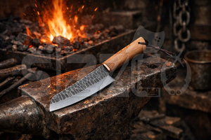 Cuchillo Santoku de Cocina de Acero al Carbono Personalizado OEM, Cuchillo de Chef Hecho a Mano para Cortar Carne de BBQ, Mango de Cuerno de Carnero, Regalo Ideal - Product Image 4