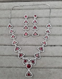 LucentArts Triangle Geometric AD <b>Crystal</b> Necklace <b>Set</b> Elegant White Round Stone Bridal Wedding Jewelry <b>Set</b> for Women's Wholesale - Product Image 4