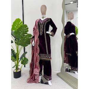 Conjunto de traje de talla XL para fiesta con hilo de borde de encaje y secuencia para un aspecto elegante - Product Image 6
