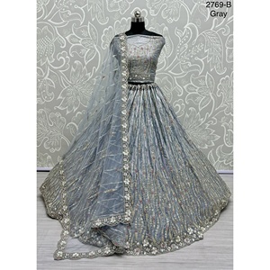 Indian Bridal Wear Velvet Collections for Bride Zarkhan Work by Fabzone FZBELLA - Product Image 4