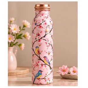 Handcrafted Hummingbird copper <b>Water</b> Bottle with <b>Bird</b> Design Portable Travel Thermos with Lid - Product Image 3