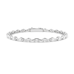 Bracelet tennis en or 14 carats avec diamants de laboratoire taille marquise - Élégant serti East West - Product Image 1