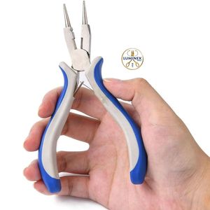 Pince à bec rond de 5 pouces, outil de fabrication de bijoux bleu, mini pince en acier au carbone, pince à boucler les fils, 1 pièce - Product Image 2