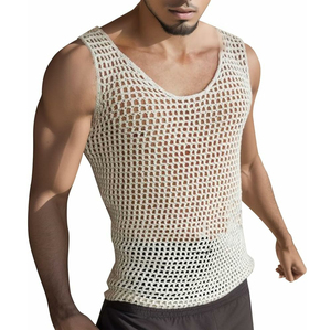 Sleeveless Knitted Training Tank Top Custom Breathable Mesh Gym Wear for Men - Product Image 2