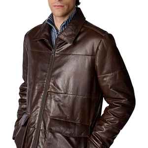 Veste matelassée en cuir premium pour homme, coupe ample, légère, coupe-vent, décontractée, pour l'automne, avec col rabattable - Product Image 4