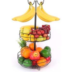 Corbeille à fruits à deux niveaux pour comptoir de cuisine, design durable, égouttoir à fruits surélevé à deux niveaux avec pieds ronds - Product Image 1