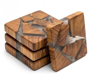 High Demand Handcrafted <b>epoxy</b> <b>Resin</b> & Wood coaster Set Coffee Cup Mats 7 Pads Non Slip <b>Table</b> Decoration coaster Set - Product Image 1