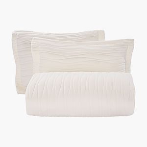 Set di Biancheria da Letto in Microfibra Queen Size 3 Pezzi, Piumino Leggero con Copriletto Beige e 2 Cuscini, Set Trapuntato con Motivi Decorativi - Product Image 1
