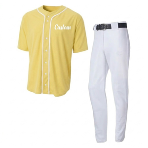 Uniforme de béisbol personalizado de secado rápido del fabricante, color amarillo pastel, ropa deportiva para hombre, transpirable, que absorbe la humedad, conjunto de softball al por mayor - Product Image 1