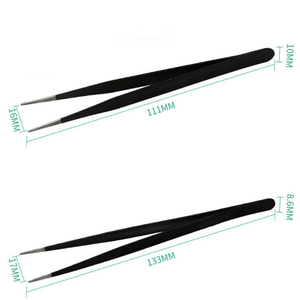 Pinzas Profesionales de Alta Calidad Antimagnéticas de Acero Inoxidable de 10 mm de Longitud con Punta Lisa para Extensiones de Pestañas, Kit de Marca Privada - Product Image 2