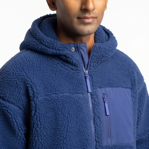 Veste en polaire sherpa pour homme, douce et chaude, vêtement d'extérieur décontracté pour l'hiver, vestes en polaire sherpa pour homme, veste en polaire avec poche poitrine et capuche pour homme - Product Image 5