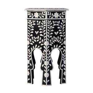 Arabic Style Geometric Bone Inlay MDF Side Table With Floral Design Muslim Home decor Bedside Table Luxury Accent Furniture - Product Image 2