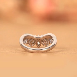 Pear Diamond Crown <b>Ring</b> Lab Grown Curved Wedding Band Solid Gold Tiara <b>Stacking</b> <b>Ring</b> Marquise and Round Diamond Jewelry - Product Image 3