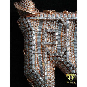 Colgante de Diamante Cultivado en Laboratorio con Diseño de Planeta Plutón, en Plata de Ley 925 con Baño de Oro Rosa y Rodio, Estilo Hip Hop, Joyería Unisex de Moda - Product Image 3