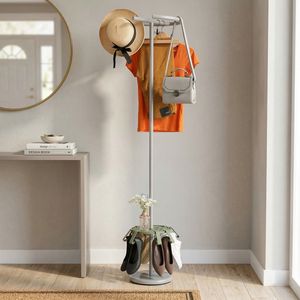 Perchero de pie de diseño moderno de alta calidad con recubrimiento de polvo de hierro, almacenamiento de zapatos, muebles para el hogar, fácil montaje, Taiwán - Product Image 1