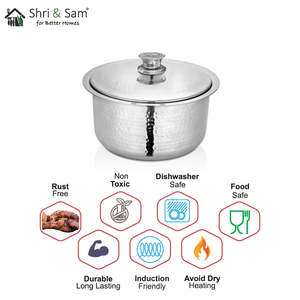 Batterie de cuisine en acier inoxydable Patila martelé lourd avec couvercle en acier inoxydable - Product Image 2