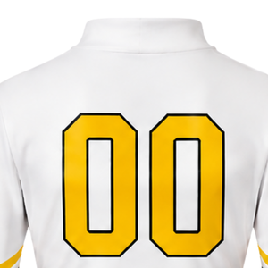 Maillot de cheerleading sublimé jaune vif et blanc à manches longues – Tenue de sport d'équipe pour entraînement, performance et compétition - Product Image 4