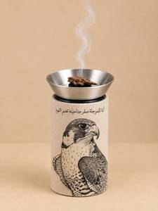 Quemador de Incienso Moderno de Lino Bakhoor Falcon Poetry Mabkhara, Incensario Decorativo de Acero Inoxidable - Product Image 1