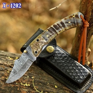Custom Damascus Steel Folding knife bushcraft Pocket Knife Handmade Outdoor <b>camping</b> Utility EDC hunting Knife Supplier USA EU - Product Image 1