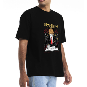 T-shirt à manches courtes noir pour homme Death Note Light Yagami, coupe classique, col rond, jersey en coton décontracté, style streetwear confortable, 250g - Product Image 5