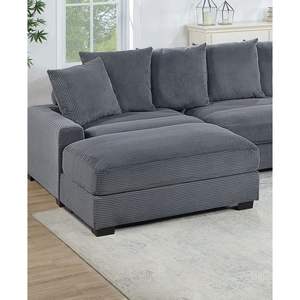 Cojín suave de pana gris oscuro cóctel Otomano 1 pieza muebles de sala de estar con patas de madera taburetes y otomanos - Product Image 3