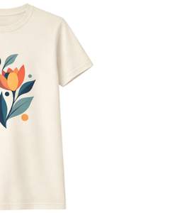 Custom Beige Women Abstract Floral Graphic T Shirt Soft Cotton Short Sleeve Casual Summer Minimalist Flower Print Loose Fit <b>Top</b> - Product Image 4