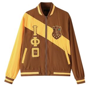 Veste coupe-vent à fermeture éclair intégrale Iota Phi Theta Marron Doré, Vêtement grec de fraternité, Légère et au coupe élégant - Product Image 1
