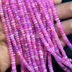 Perles facettées rondes en opale éthiopienne rose AAA, 4-5 mm, brin de 16 pouces, opale de feu Welo naturelle pour la fabrication de bijoux, vente en gros - Product Image 1
