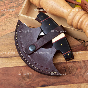 Custom Stainless Steel Ulu <b>Knife</b> with Wood <b>Handle</b> Ambidextrous Industrial Style Leather Sheath OEM ODM Wholesale Supplier - Product Image 6