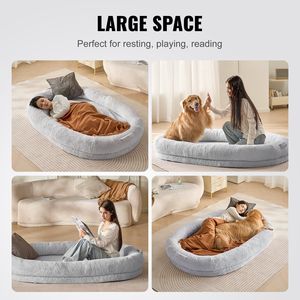Letto per Cani a Grandezza Naturale 183x122x25 cm, Ortopedico con Copertura in Finta Pelliccia di Coniglio, Lavabile, Adatto anche per Umani - Product Image 6