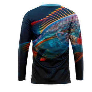 Nouveau design unisexe UPF 50+ T-shirt de pêche personnalisé à transfert thermique anti-UV séchage rapide 100% polyester anti-bactérien camouflage manches longues - Product Image 6
