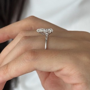 Pear Cut Lab Grown Diamond Solitaire Engagement <b>Ring</b> <b>Thin</b> 18k White Gold Women's Wedding Anniversary IGI Certified Trendy - Product Image 2