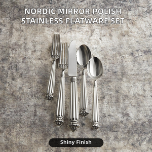 GOOD DESIGN Nordic Style Mirror Polish <b>Flatware</b> Sets High Quality 18/10 Stainless Steel Wedding GDF1088 in Stock - Product Image 2