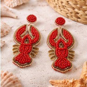 Pendientes Colgantes de Moda Rizir, Hechos a Mano, Chapados en Oro de 14K, con Cuentas y Bordados de Langosta, Joyería para Mujer, Estilo Resort - Product Image 5