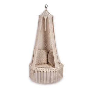 Fauteuil suspendu en corde de coton fait main, hamac suspendu avec franges, design personnalisé, coussin non imperméable, 1 personne - Product Image 1
