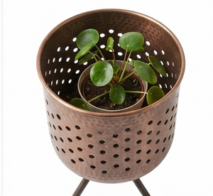 Jardinière en cuivre avec support en fer, pot de jardin, pour hall d'accueil de mariage, balcon personnalisé, design classique - Product Image 3