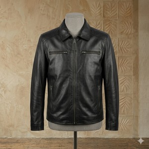 <b>Genuine</b> Leather Jackets Streetwear Winter Jacket Snakeskin Turn Down Collar Front Logo Luxury Fashion Men's Jackets - Product Image 1