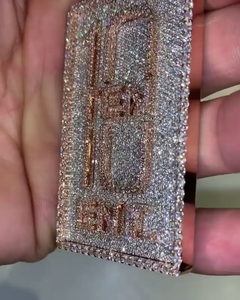 Colgante de Letra Personalizado con Incrustaciones de Diamantes, Placa con Nombre, Joyería Hip Hop, Colgante de Diamante Moissanita, Colgante de Plata 925 Personalizado - Product Image 4