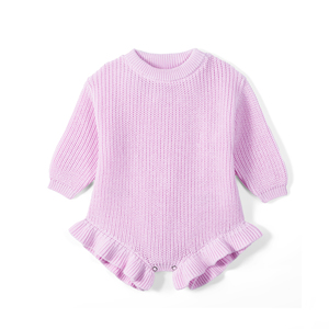 Nouvelle Combinaison Bébé Fille Tricotée Hiver Couleur Unie Adorable 100% Coton à Volants ODM & OEM Vietnam - Product Image 2