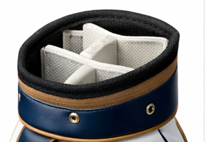 Classic Golf Cart <b>Bag</b> with Elegant <b>White</b> Navy Finish Premium Tour-Style Golf <b>Bag</b> with Structured Divider Top PU <b>Leather</b> Golf <b>Bag</b> - Product Image 2
