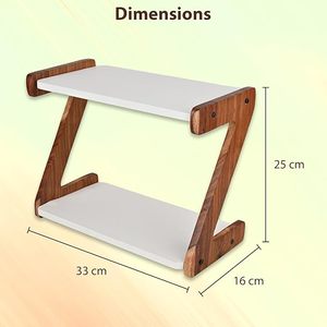 Modern Wooden Double Tier Foldable <b>Storage</b> Shelf Organizer White Cabinet Rack <b>Jar</b> Holder <b>for</b> <b>Kitchen</b> Counter Spice Display - Product Image 2