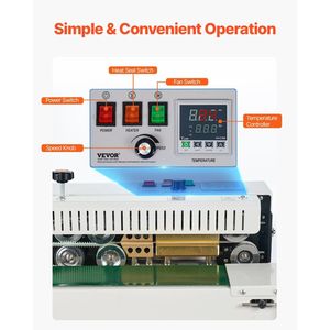 เครื่องซีลถุงแบบต่อเนื่อง ควบคุมอุณหภูมิแบบดิจิตอล ความกว้างการซีล 0.24-0.47 นิ้ว/6-12 มม. เครื่องซีลแบบแนวนอนสำหรับ C - Product Image 6