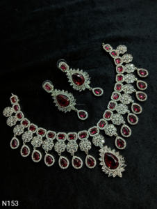 Conjunto de joyería nupcial de diamante americano clásico, collar y pendientes de dos piezas para boda, estilo clásico de moda - Product Image 4