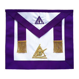 Delantal Masónico de Maestro Ilustre - Blanco con Bordado Morado, Regalia Ceremonial Masónica - Product Image 1