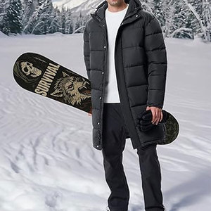 Mens Long Winter Coats Lightweight Puffer <b>Jacket</b> Warm Insulated Waterproof Winter <b>Jacket</b> <b>with</b> Hooded Casual Cold Weather Layered - Product Image 3