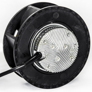 พัดลมแบบแรงเหวี่ยงพลาสติกสีดำ ติดตั้งบนท่อ 24V DC ขนาดเล็ก ใบพัดโค้งหลัง - Product Image 4
