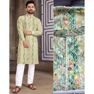 Kurta payjama ไก่ผ้าฝ้ายแฟนซีพร้อมลำดับการทำงาน - Product Image 1