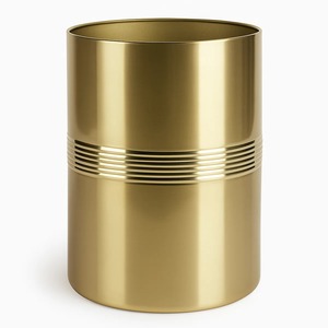 Cubo de Basura Metálico Dorado Simple para Habitaciones, Sala de Estar o Eventos, Elegante Cubo de Basura Decorativo para Interiores, para el Hogar u Oficina, de la India - Product Image 1