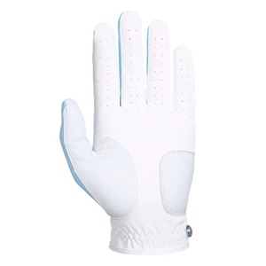 Golf Gloves Unisex White and Light Blue Genuine Leather Breathable <b>Snap</b> Closure Right Hand Sports Use - Product Image 5