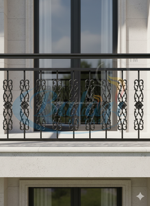 BM-35 Home Use Aluminum <b>Iron</b> Casting Grill Polished Finish Rust Proof Frameless Modern Design Balcony Window <b>5</b> OEM Manufactur... - Product Image 2